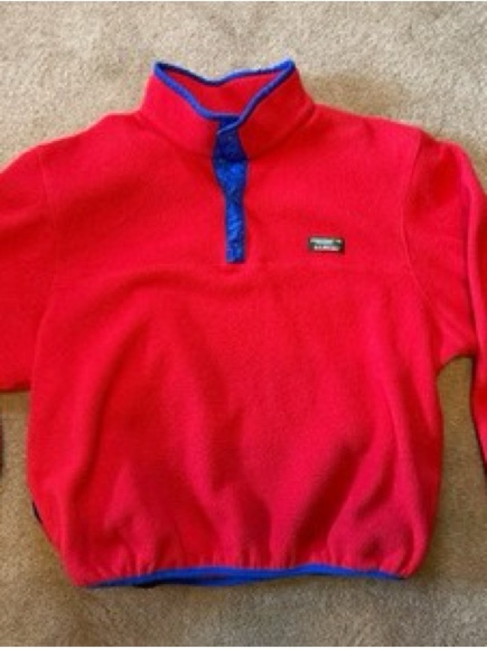 LL Bean Red Fleece Quarter Snap Pullover